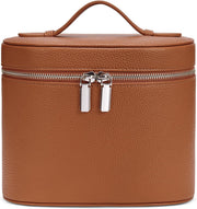 Makeup Bag Travel Makeup Bag with Compartments and Handle Portable Toiletry Bag for Women - Brown 1