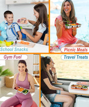 3 Pack Stainless Steel Snack Containers for Kids & Adults, Bento Boxes, Leek Proof Metal Bento Lunch Box with 3 Compartment, Lunchable Containers for Daycare, School, Work, Travel, Bento Snack Box