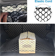 Dog Car Barrier SUV Pet Net + Free Metal Hooks, Dual Layer Pet Travel Safety Barrier Net , Easy to Install and Remove, Adjustable Car Dog Divider for Trucks, SUV, Vans, Car Net Organizer Storage Bag