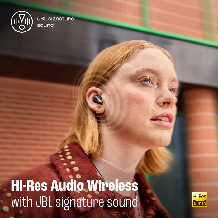JBL LIVE FLEX 3 True wireless noise-cancelling earbuds with open-stick design and 50 hours total playback plus wireless charging, Blue