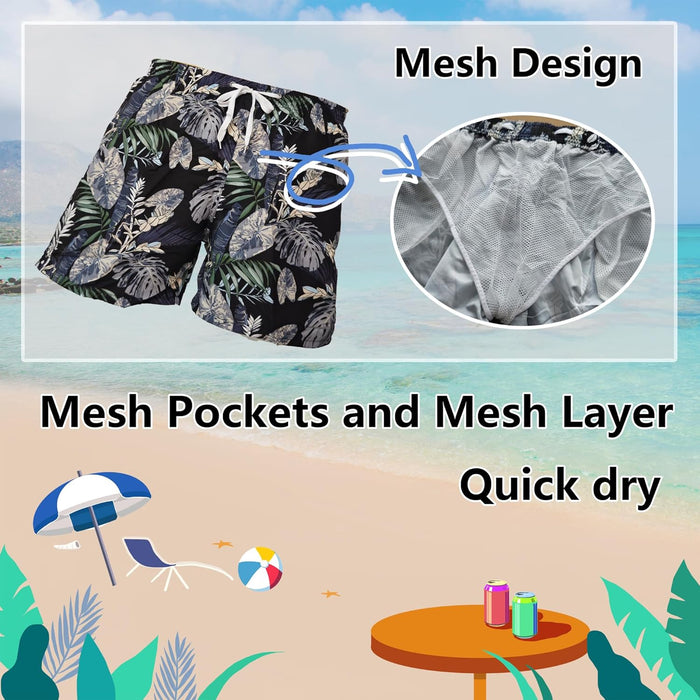 Sun Ora Men's Swim Trunks Quick Dry Swimming Shorts,Mesh Layer Swim Suit Beach Surfing Shorts with Mesh Pockets