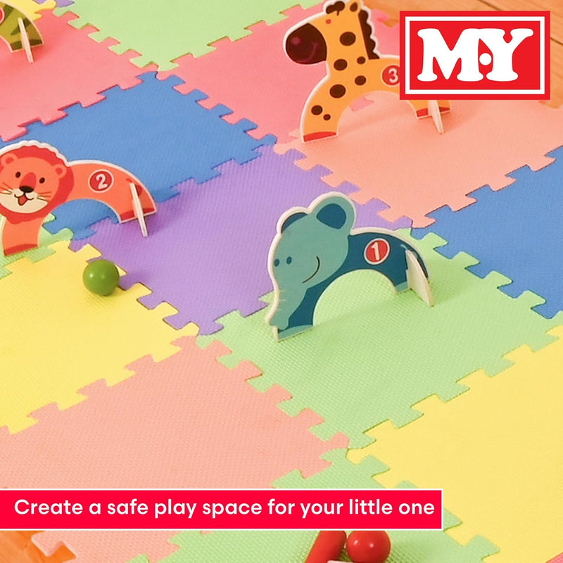 M.Y Interlocking Foam Play Mat - 29x29cm Thick, Multi Colour Soft EVA Baby Floor Tiles