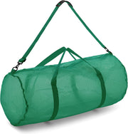 Mesh Duffle Bag with Zipper and Adjustable Shoulder Strap, 15 x 36 - Multipurpose, Oversized Gym Bag for Equipment, Sports Gear, Laundry - Breathable Mesh Scuba and Travel Bag - Green 15" x 36"