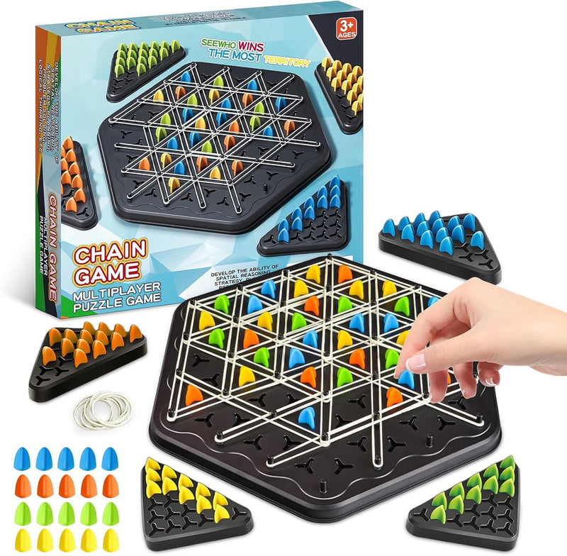 ORCHID M® Chain Triangle Chess Game, 2 to 4 Players Board Games for Family Night, Back to School Gifts,Chain Chess Desktop Puzzle Interactive Game for Kids Adult Family Party