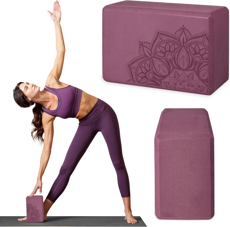 Yoga Block - Supportive Latex-Free EVA Foam Soft Non-Slip Surface for Yoga, Pilates, Meditation (Athenian Blush) (05-64086)