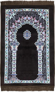 FEELINGS Prayer Mat Soft and Comfortable Islamic Janamaz Foldable & Portable Design Premium Quality Prayer Rug for Home, Mosque, or Travel - 70x110 cm (BLACK 4) - Brown 110 x 70 cm (Rectangular)