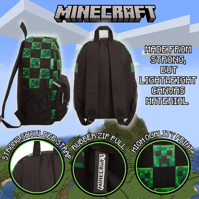 Creeper Gamer Backpack for Kids Adults Laptop Backpack Gift for Gamers - Black