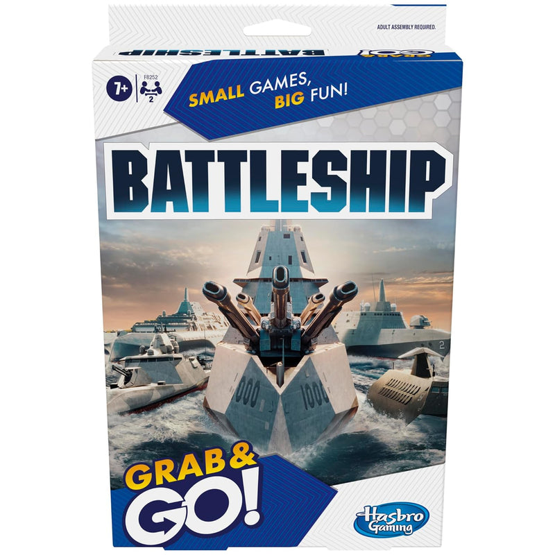 Battleship Grab and Go Game for Ages 7 and Up, Portable Game for 2 Players, Travel Game for Kids
