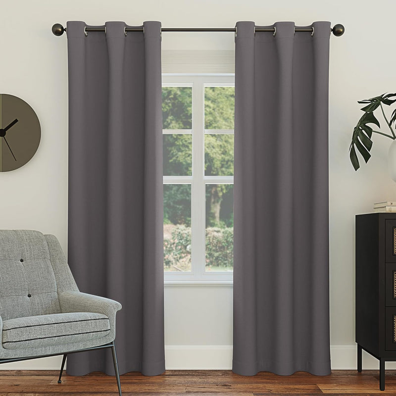 Sun Zero Easton Blackout Energy Efficient Grommet Curtain Panel, Pearl , 40" x 120" , 57796 - Charcoal 101.6W x 241.3L cm (1 Panels)