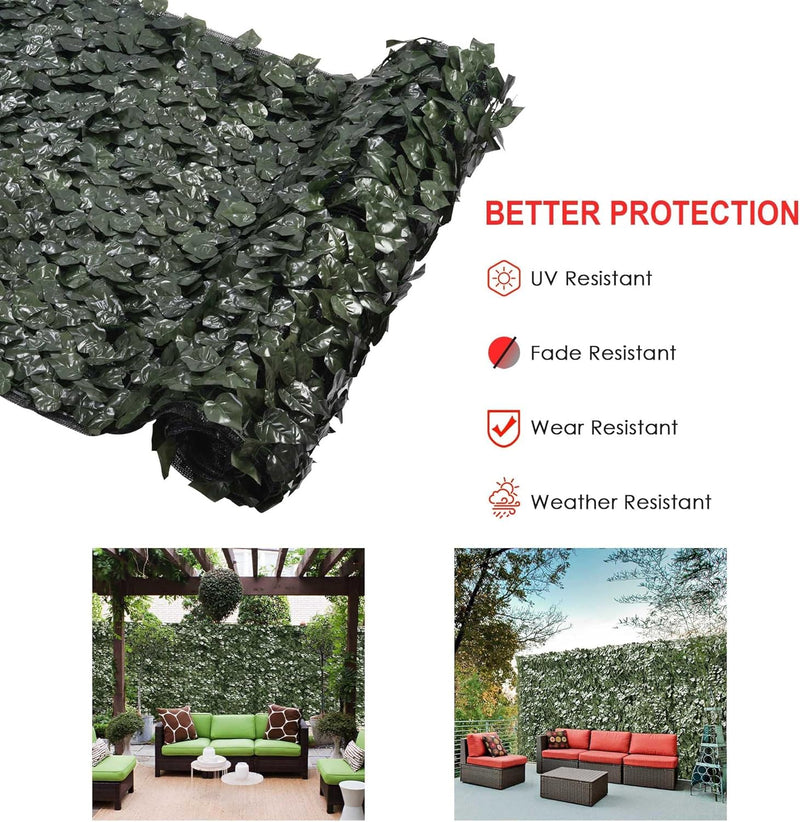 Toshionics 1x3 Meter Privacy Garden Fence Wall Artificial Plants Hedge Screening Roll Faux Ivy Leaf Vine Decoration For Backyard Outdoor UV Sunlight Protection In Garden Home Balcony Decor