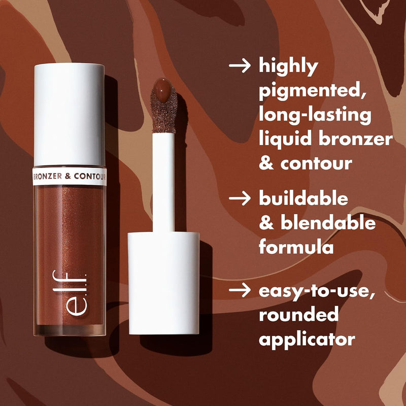 e.l.f. Camo Liquid Bronzer & Contour, Silky Highly Pigmented Formula, Creates a Long-Lasting Bronzed Glow & Natural Look, Vegan & Cruelty-Free, 4 Light/Medium - 6 Tan 29.57 ml (Pack of 1)