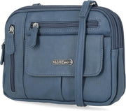 Zippy Triple Compartment Crossbody Bag - Denim