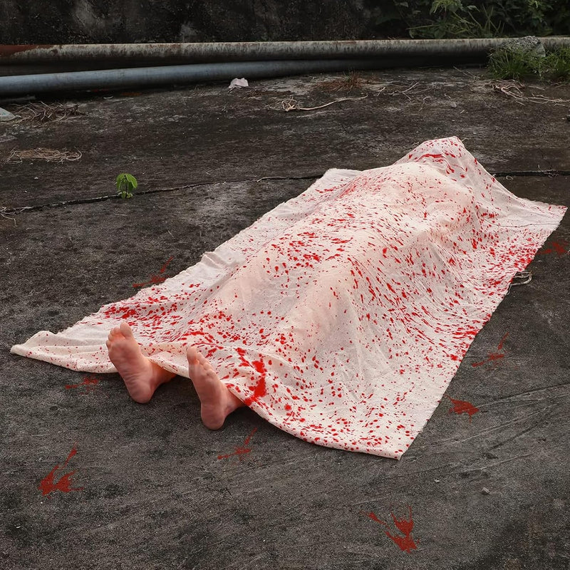 Halloween Decorations Outdoor Dead Body Props - Scary Fake Corpse in Bag Hallowmas Prop Creepy Haunted House Decor (Requires Assembly) (red) - red