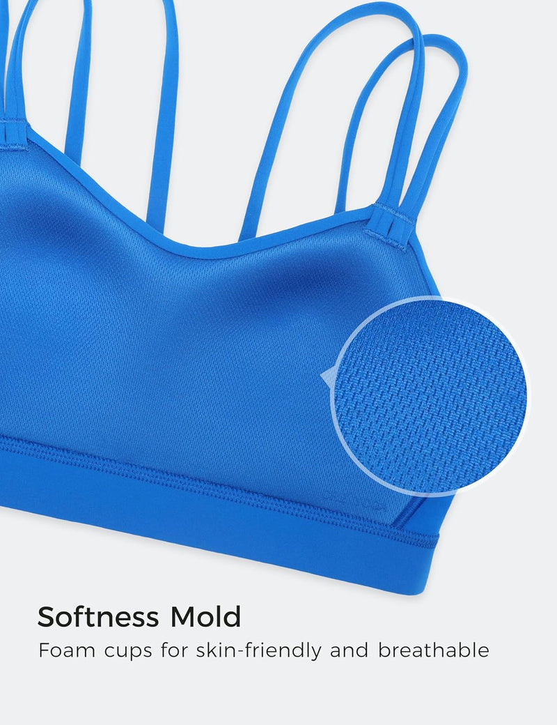 CRZ YOGA Softness Mold Butterluxe V Neck Sports Bras for Women - Workout Top Double Spaghetti Straps Wireless Yoga Clothes