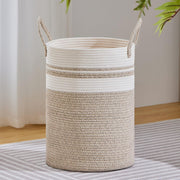 VIPOSCO Large Laundry Hamper, Tall Woven Rope Storage Basket for Blanket, Toys, Dirty Clothes in Living Room, Bathroom, Bedroom - 58L White & Brown - 72L Brown & White