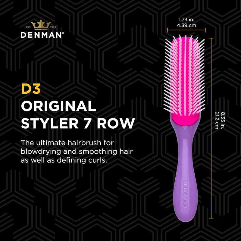 Denman Classic Styling Brush 7 Rows - D3 - Hair Brush for Blow-Drying & Styling â€“ Detangling, Separating, Shaping & Defining Curls