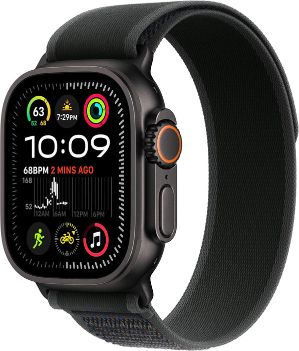 Apple Watch Ultra 2 GPS + Cellular 49mm Smartwatch, Sports Watch with Black with Rugged Titanium Case with Black Ocean Band. Fitness Tracker, Precision GPS, Extra-Long Battery Life