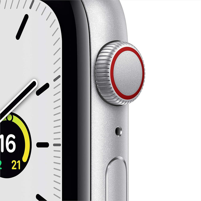 Apple Watch SE (GPS + Cellular, 44mm) - Silver Aluminium Case with White Sport Band