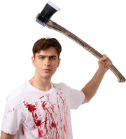 Spooktacular Creations 27" Halloween Realistic Plastic Felling Axe, Scary Toy Weapons, Fake Plastic Toy Axes for Women Men Halloween Costume Cosplay Party Props Accessories Brown