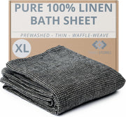 100% Linen Exfoliating Face Cloths - 6-Pack 10x10-inch Reusable Wash Clothes for Your Face - Facial Cleansing Cloth Waffle Weave Natural Fiber Washcloths - Small Face Towels for Women - Bath Sheet Black Natural