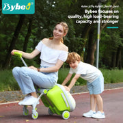 2PCS Kids Ride-on Luggage Set, 20" Expandable Carry-on Rolling Suitcase with Child Guardrail, Kids Trolley Case with Handle, Sit Down Trolley Suitcase for Toddlers With 360 Swivel Wheels and U-Shaped