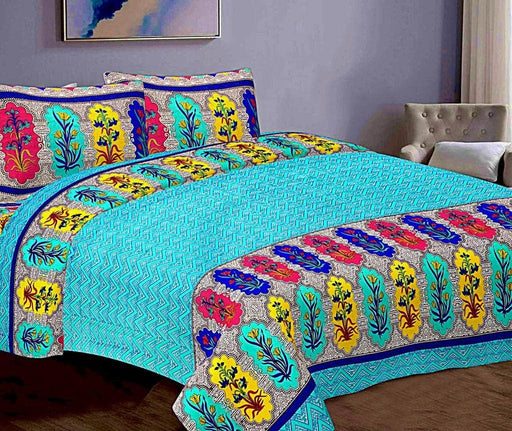SUFAYA FAB Printed Indian Sanganer Cotton Premium Big Size Bedsheets for Modern Look(108x108) inches,Pillow (17x27) inches