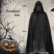 Halloween Costumes Halloween Cloak Cape Grim Reaper Costumes, Black satin Hooded Cape for Men Women