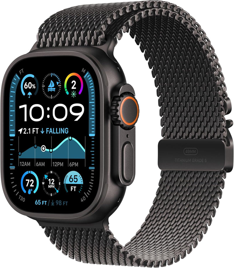 Apple Watch Ultra 2 GPS + Cellular 49mm Smartwatch, Sports Watch with Black with Rugged Titanium Case with Black Ocean Band. Fitness Tracker, Precision GPS, Extra-Long Battery Life