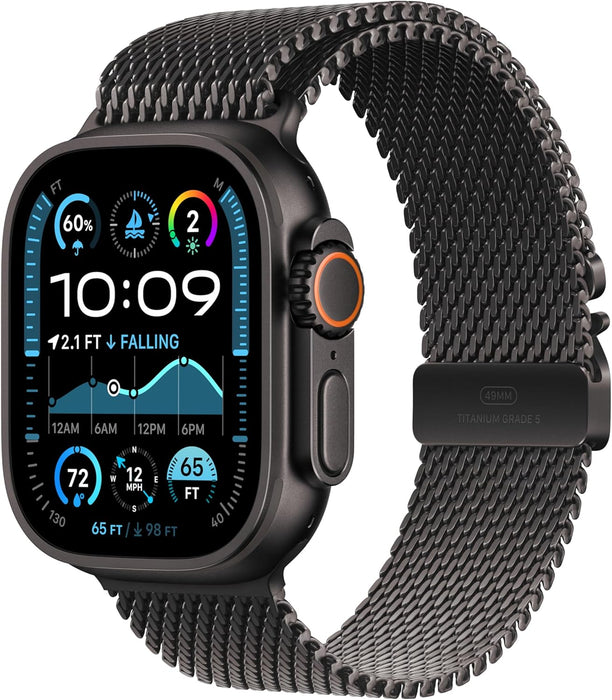 Apple Watch Ultra 2 GPS + Cellular 49mm Smartwatch, Sports Watch with Black with Rugged Titanium Case with Black Ocean Band. Fitness Tracker, Precision GPS, Extra-Long Battery Life