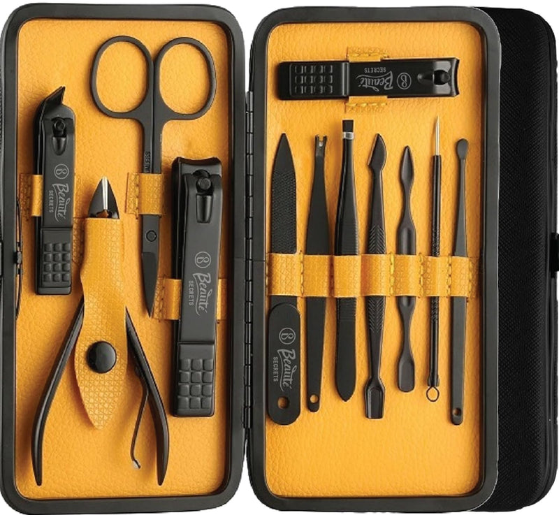 Beauté Secrets Foolzy Stainless Steel Nail Scissors Manicure Grooming Kit Set with Nail Clippers, Peeling Knife, Nail Cleaning Knife, Acne Needle, Blackhead Tool