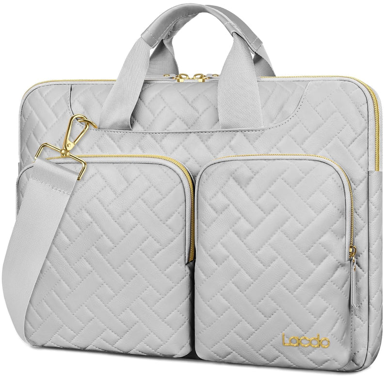 Lacdo 360° Protective Laptop Shoulder Bag, 15-15.6 inch Laptop Sleeve Case for Acer HP Dell ASUS Laptop, Acer Aspire, HP Pavilion, Dell Inspiron, IdeaPad,ASUS ZenBook Computer Bag, Space Gray