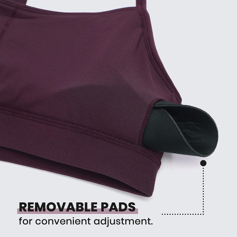 CRZ YOGA Y Back Sports Bra for Women - Padded Racerback Spaghetti Straps Thin Strap Low Impact Workout Yoga Bra