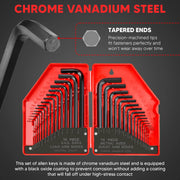 YIYITOOLS - HN-1-001 Hex Key Allen Wrench Set 30-Piece Industrial Grade Set Tools, 1/20-3/8 inches, 1.27-10 mm, Black and Silver - 30 PCs Wrench Set