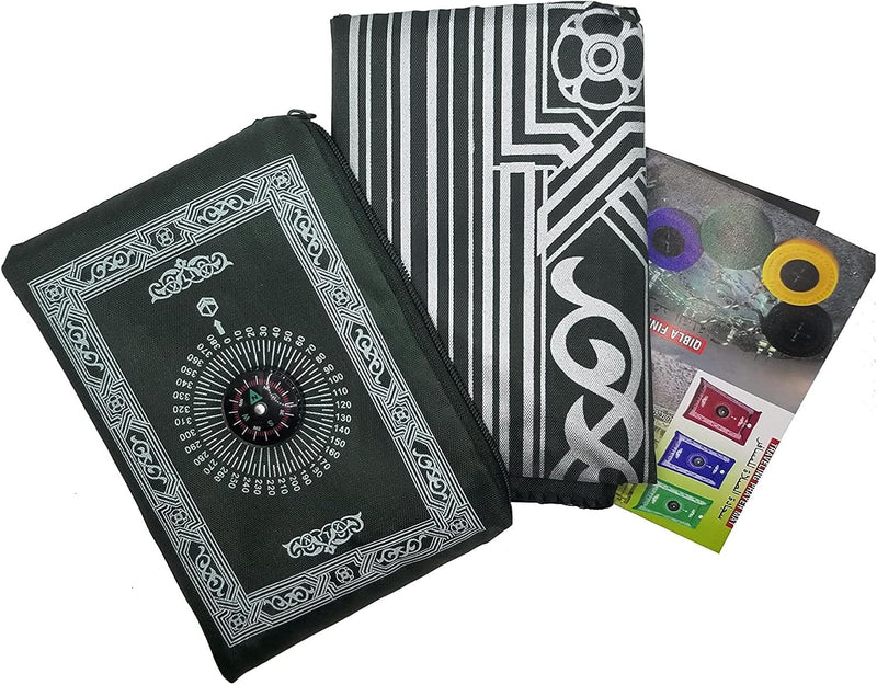 GOGO Al-Salat Travel Pocket Prayer Mat, Portable Muslim Rug, Water Proof, Foldable, Portable in Pouch (with Qibla Compass,Assorted)
