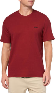 mens Waffle Contrast Logo Short-sleeve T-shirt Shirt - Crimson Red