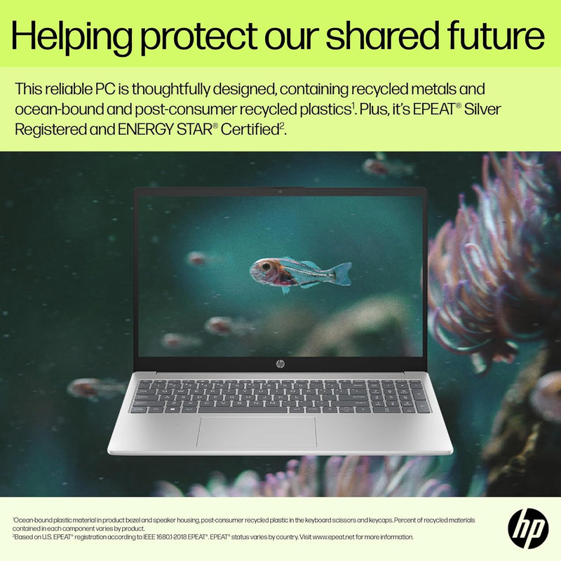 HP Laptop 15-fd0050ne, 15.6" FHD, 13th Gen Intel Core i5, 8GB RAM, 512GB SSD, 2GB NVIDIA GeForce MX570, Windows 11 Home, En -Ar KB, Natural silver - 9P2X1EA