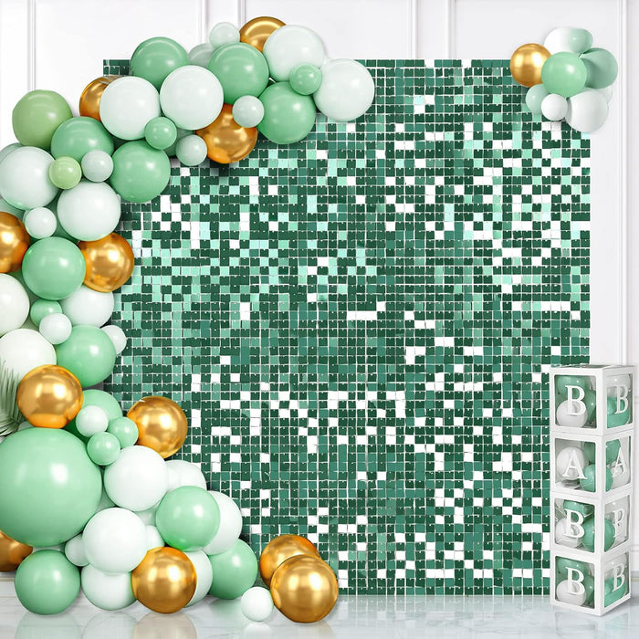 LuoluoHouse Shimmer Wall Panel Sequin Backdrop Panels 12 Packs-Iridescent Silver Backdrop for Graduation Anniversary Backdrop Wall Backdrops Engagement Decoration