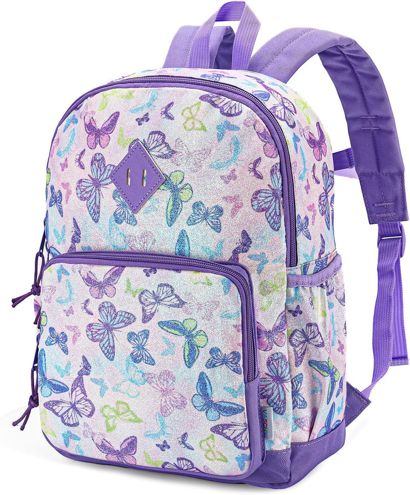 Girls' Backpack, Children's Backpack, Kindergarten Backpack, Elementary School Backpack with Chest Strap, Lightweight Girl Gift 2-8 Years Travel/Camping Backpack - Butterfly Purple