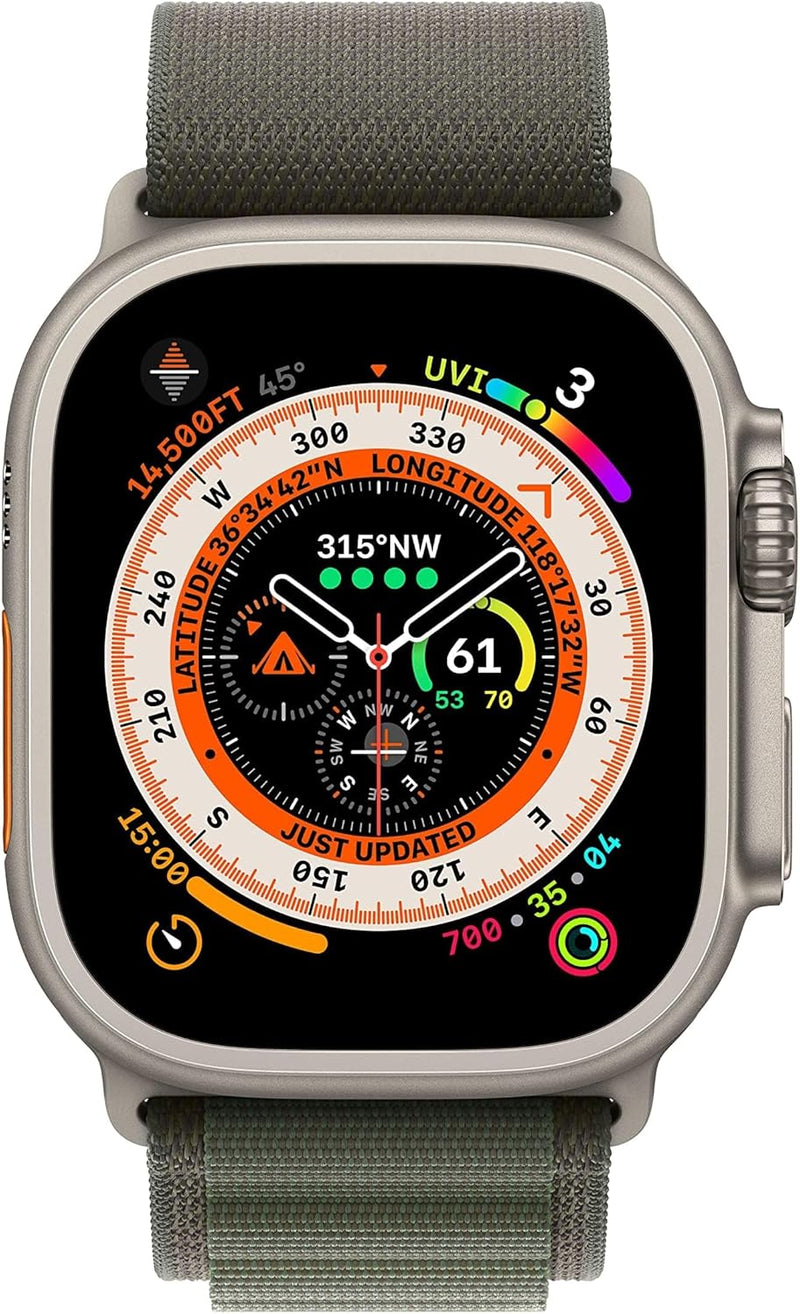 Apple (Refurbished) Watch Ultra (GPS + Cellular, 49mm) - Titanium Case with Black/Gray Trail Loop - S/M