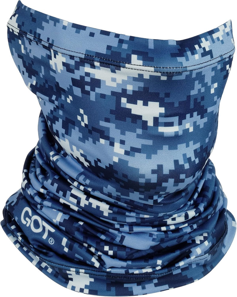 GOT Sports UPF 50+ Fishing Neck Gaiter - UV Face Mask Sun Protection for Men & Women - Camo SPF Face Cover Gator - Digital Navy Camo