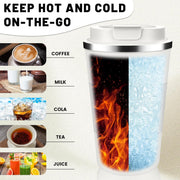 BuyOn Travel Coffee Tumbler Stainless Steel Double Wall Vacuum Hot and Iced Coffee Cup Hydro Flask Drinks Insulated Mug with Leakproof Lid for Home Office Gym Outdoor Work (WHITE, 380ML)