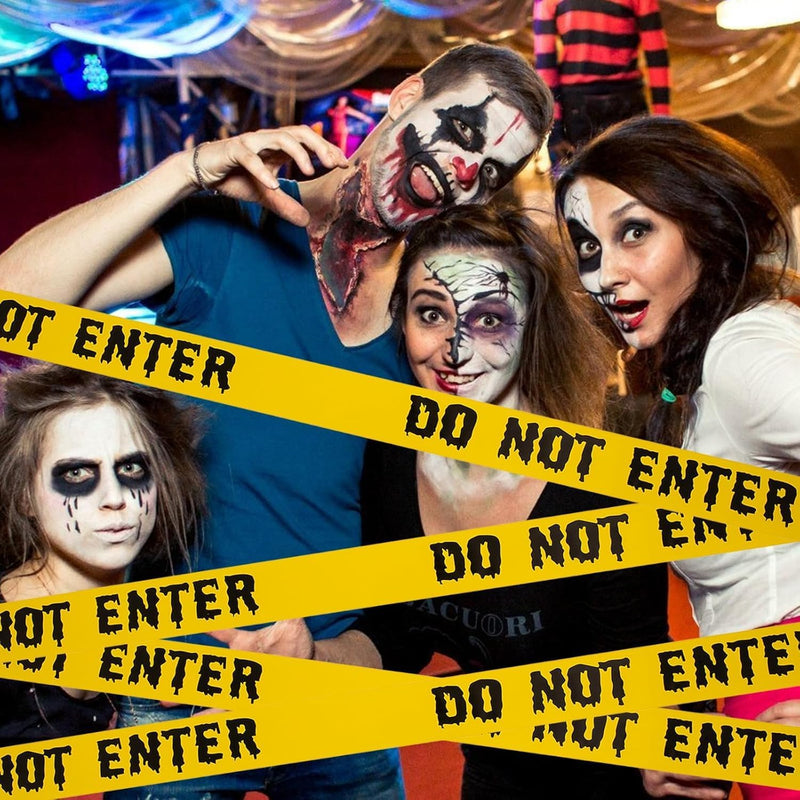 Tiokkss Halloween Caution Tape Roll 4.8CM25M,Scary Party Halloween Decorations Indoor Outdoor,Yellow Do Not Enter Tape.Hazard Warning Barricade Safety Tape For Party