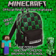 Creeper Gamer Backpack for Kids Adults Laptop Backpack Gift for Gamers - Black