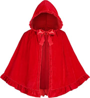 Spooktacular Creations Halloween Floral Red Riding Hood Cape for Adult Women, Short Riding Hooded Cloak for Cosplay Parties