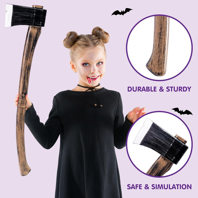 Spooktacular Creations 27" Halloween Realistic Plastic Felling Axe, Scary Toy Weapons, Fake Plastic Toy Axes for Women Men Halloween Costume Cosplay Party Props Accessories Brown