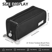Large Capacity Pencil Case 3 Compartment Pouch, Pen Bag for School Teen Girl Boy Men Women (Black)