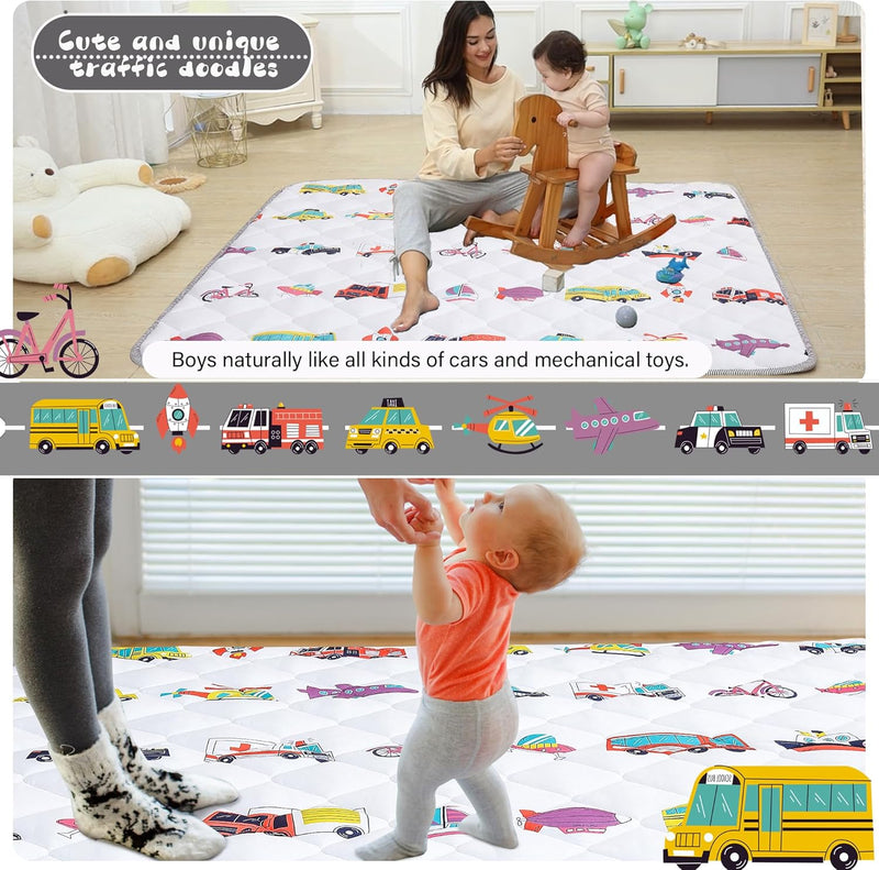 EAQ Crawling Mat Baby 150 x 180 cm, Foldable & Washable Baby Playpen Mat, Thick One-Piece Crawling Mat, Extra Large, Non-Slip Crawling Blanket for Baby