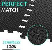 MOMENT 6 PACK Interlocking EVA Foam Floor Tiles for Home Gym, Yoga Mat 40 x 40cm, Puzzle Exercise Floor Mat, Workout Equipment, or Child's Play Surface - Set of 6, Black