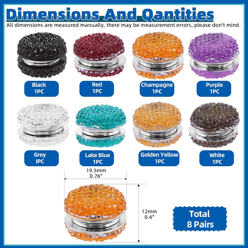 Glarks 8Pcs Hijab Magnetic Pins, 8 Colors Pin-Less Magnetic Hijab Pins Buttons Multi-Use Round Hijab Magnets No-Snag Women Magnetic Pins for Clothing Scarf Hats Strong Magnetic Hold