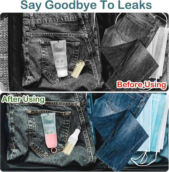 SYOSI 8 Pack Elastic Sleeves for Leak Proofing Travel, Leak Locks Toiletry Skins Travel Bottles Leak Proof Silicone Sleeve Covers for Travel Container in Luggage Reusable Toiletries Accessory